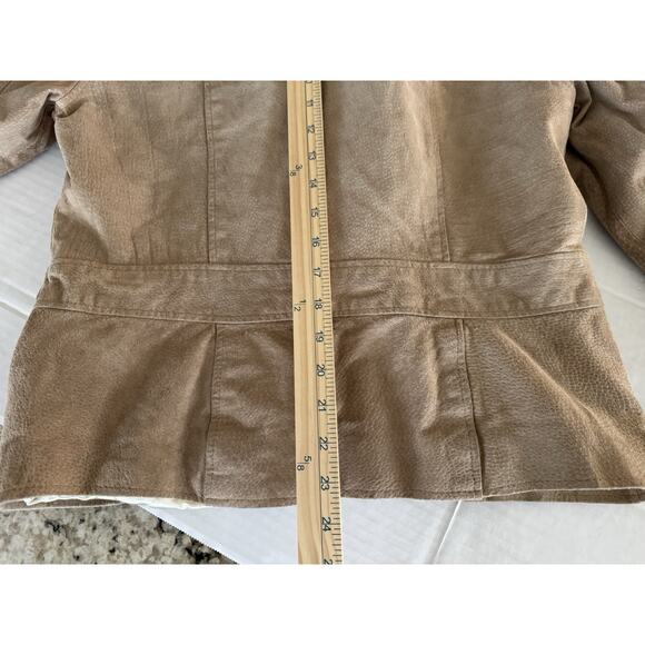 WILSON’S LEATHER Women’s M Beige Suede Faux Shearling Penny Lane Jacket - Picture 13 of 14